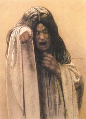 Carlos Schwabe Study for The Wave female figure left of the central figure (mk19) oil painting picture